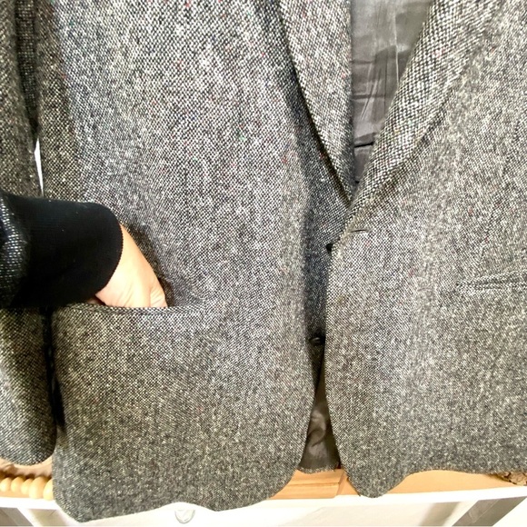 Irish BOYFRIEND BLAZER REAL MAGEED Donegal tweed wool blazer W equestrian vibe - Picture 13 of 16